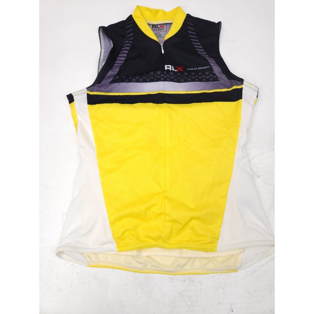 Women’s Ralph Lauren RLX Polo Sport Yellow Cycling Vest Size L Shirt Zip Front